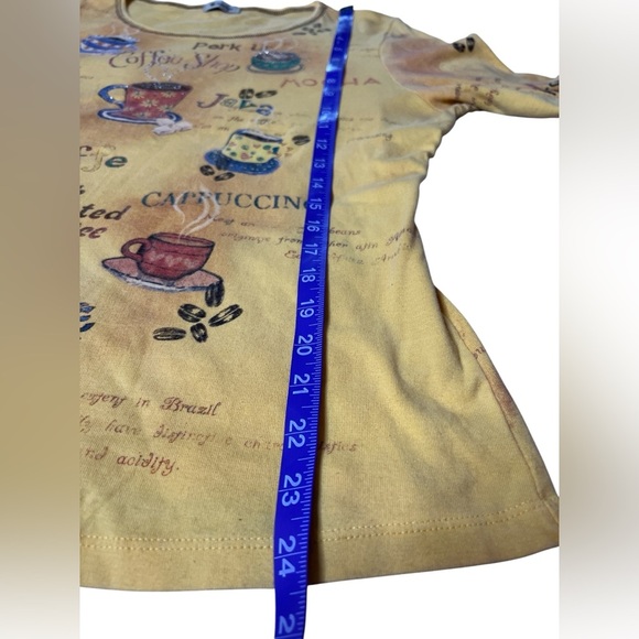 Vintage Y2K Cactus Coffee Shop Graphic Top Yellow Café Print Long Sleeve Shirt - Picture 4 of 6